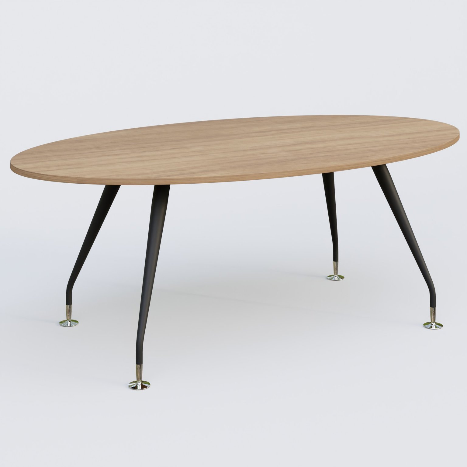 K5 table ovale 200*110 cm. Plateau Noyer et pietement Noir Mat avec base chromé.