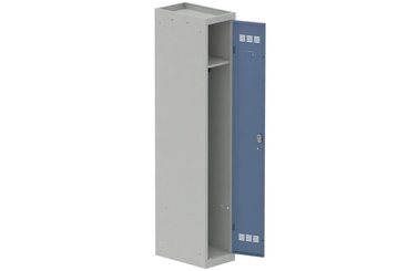 [Pas de famille] - [Pas de sous famille] - Vestiaire industrie propre 1 porte (fermeture cadenas) H180xL30xP50cm coffre gris clair/ porte(s) bleu