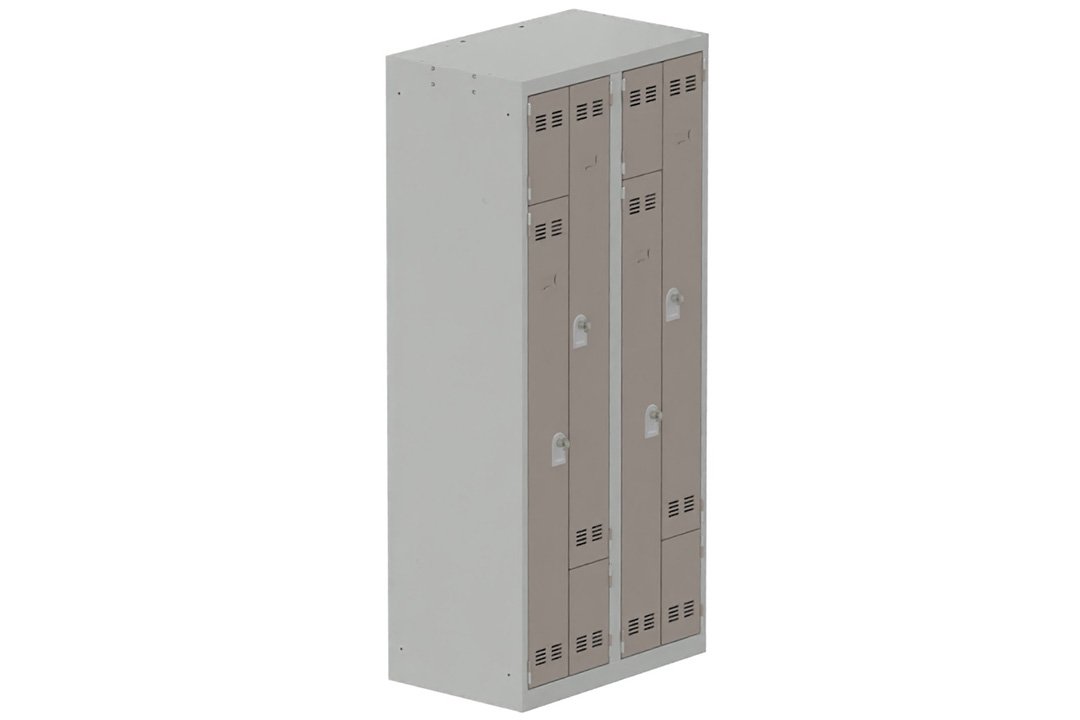 Vestiaire gain de place 2 colonnes (fermeture cadenas) H,180xL,80xP,50cm coffre gris clair/portes basalte