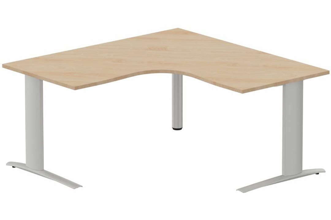 Bureau 90° symétrique, 160x160/80cm, Hêtre/Aluminium