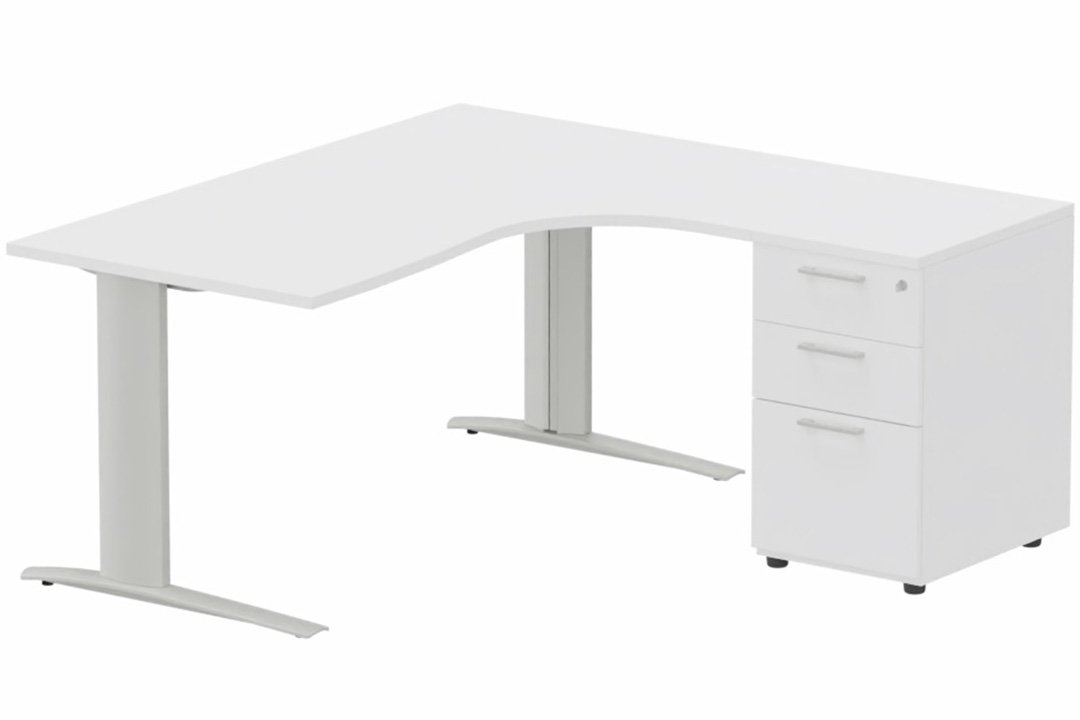 Bureau retour à droite, caisson mélaminé, 160x162x80cm