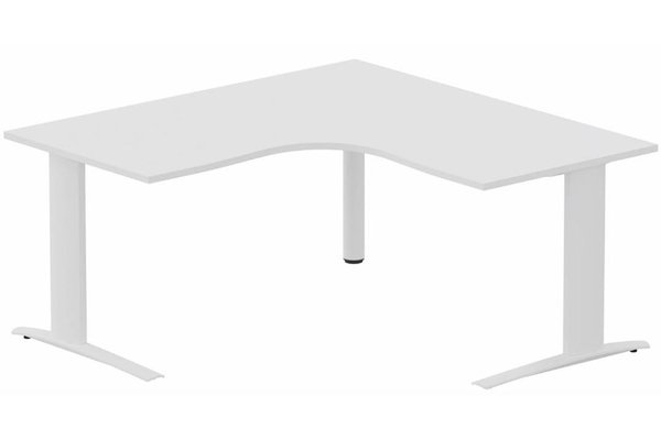 Gamme K1 - Plans compacts - Bureau 90° symétrique, 160x160/80cm, Blanc/Blanc