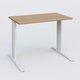 K1 Plateau droit 100x60 pieds fixe. Plateau Noyer et pietement Blanc