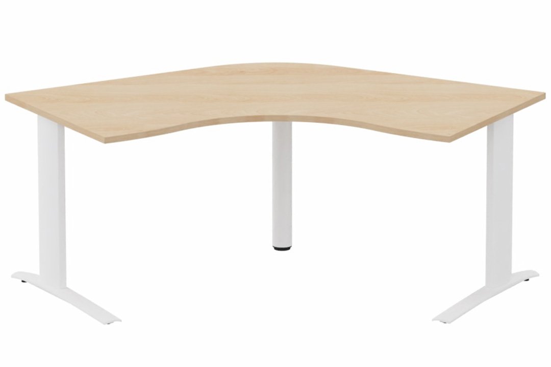 Bureau 120° symétrique, 120x120/80cm, Hêtre/Blanc