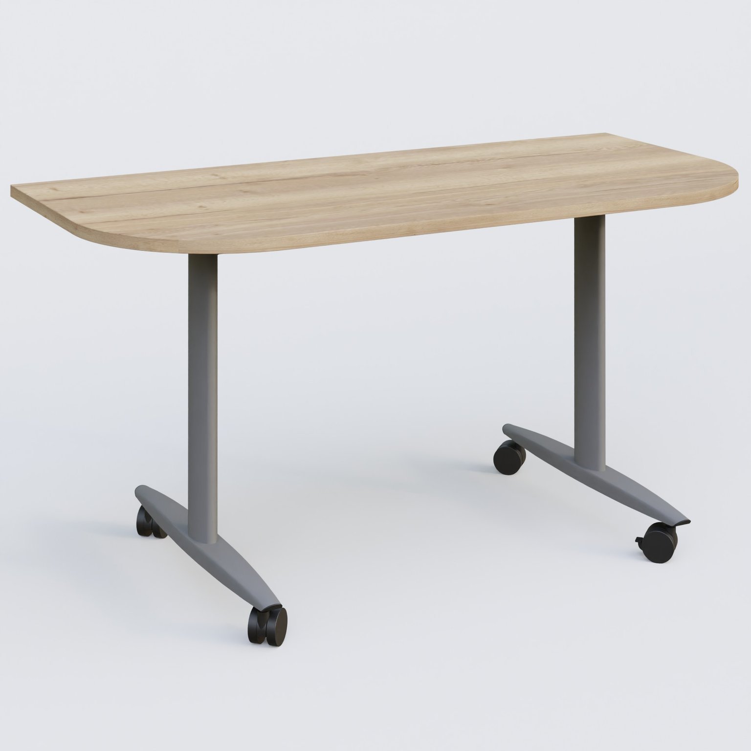 Module d'extrémité pour table abattante gamme Design 145*70 cm. Plateau Chêne naturel et pietement Aluminium.