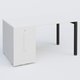 K3 Plateau droit 140x80 avec tour de rangement sous le plateau à gauche. Plateau Blanc et pietement Noir Mat