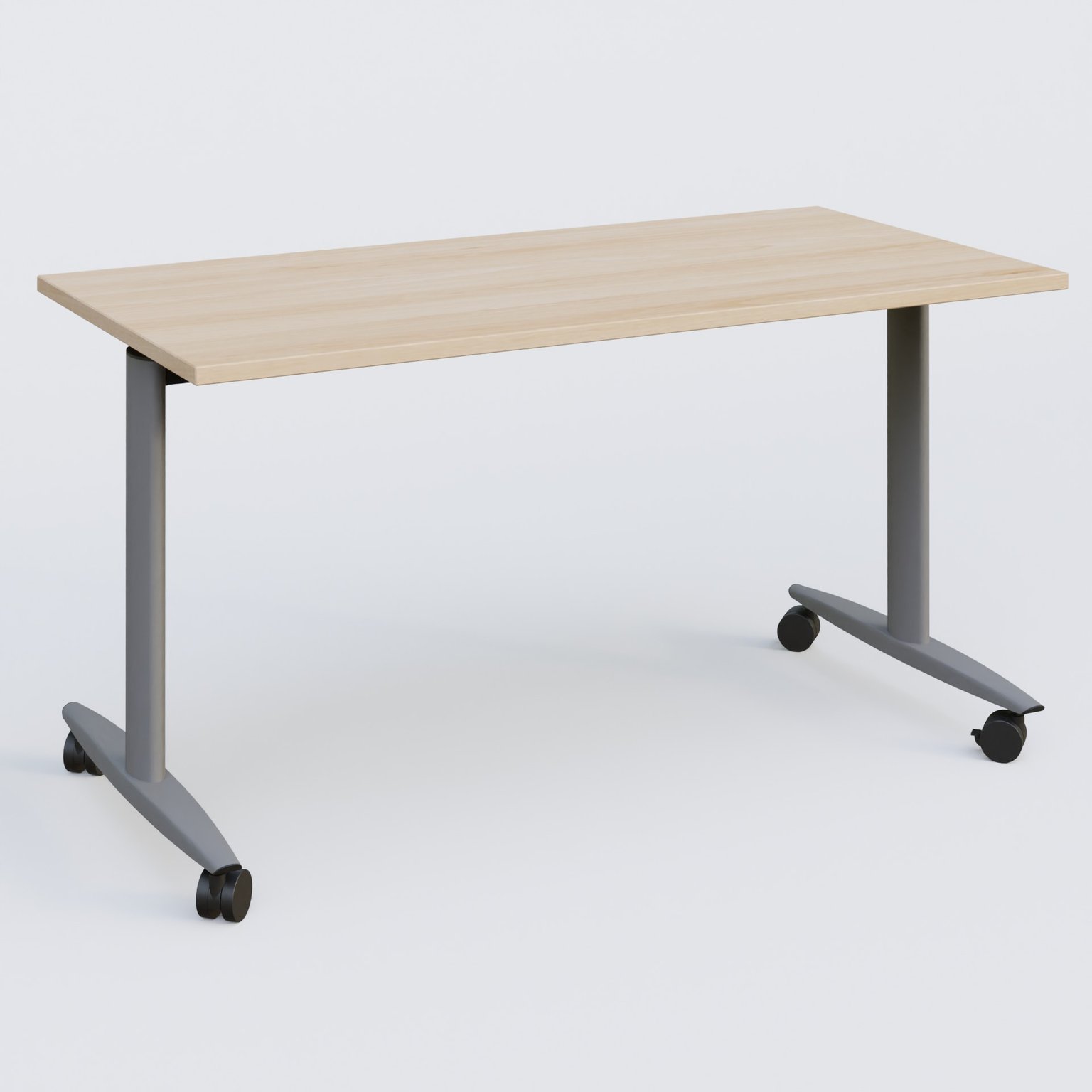 Table abattante gamme Design 140*70 cm. Plateau Hêtre et pietement Aluminium.