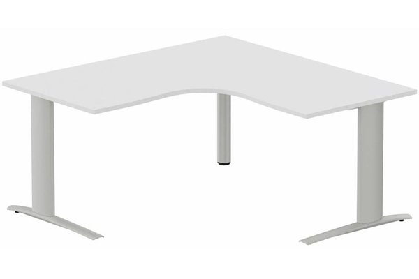 Gamme K1 - Plans compacts - Bureau 90° symétrique, 160x160/80cm, Blanc/Aluminium