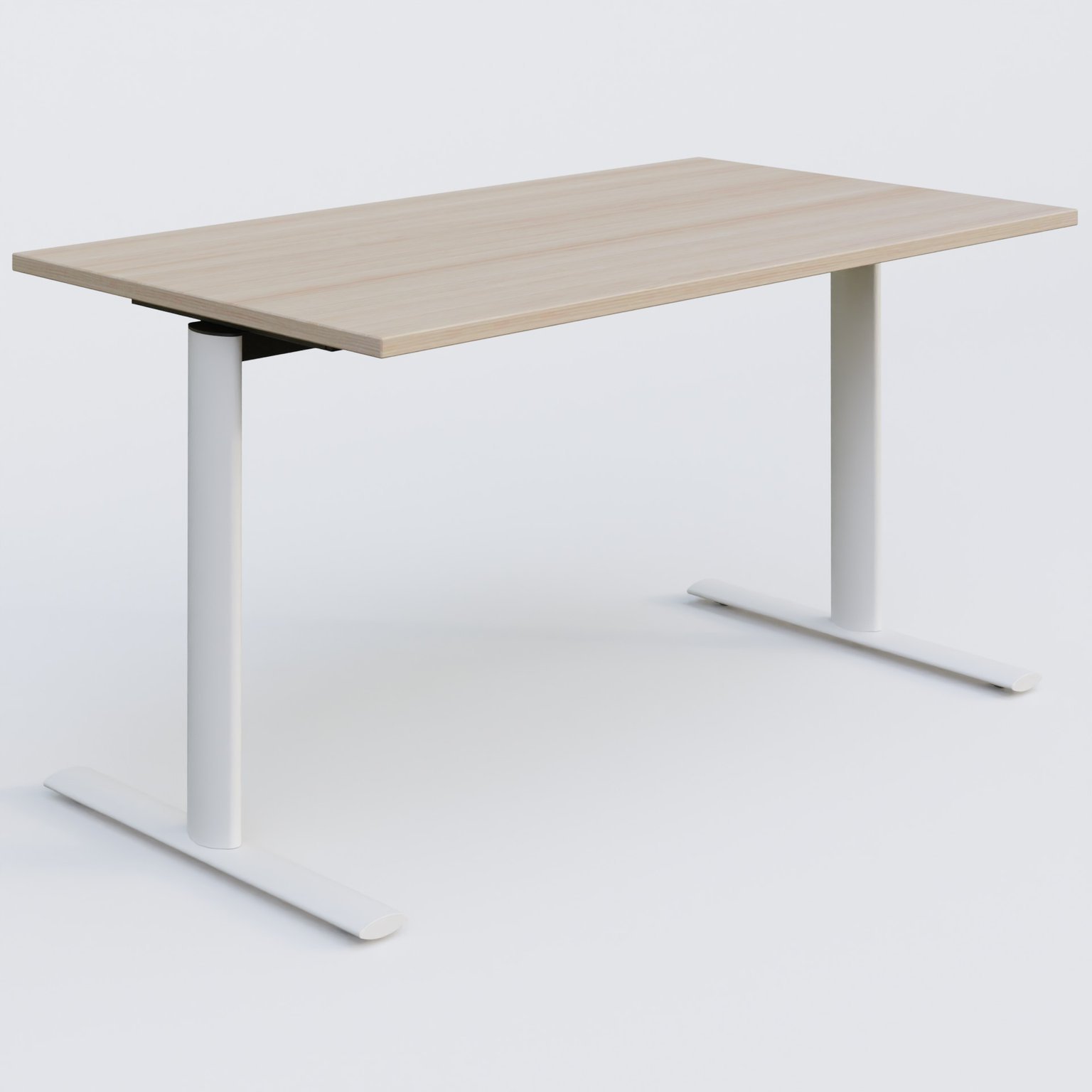 Module droit gamme Pure 140-80 cm. Plateau Acacia et pietement Blanc.