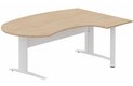 K1 VDF métal compact 90° manager 190x141x104x60cm sur pied de soutien, plateau hêtre, structure blanc