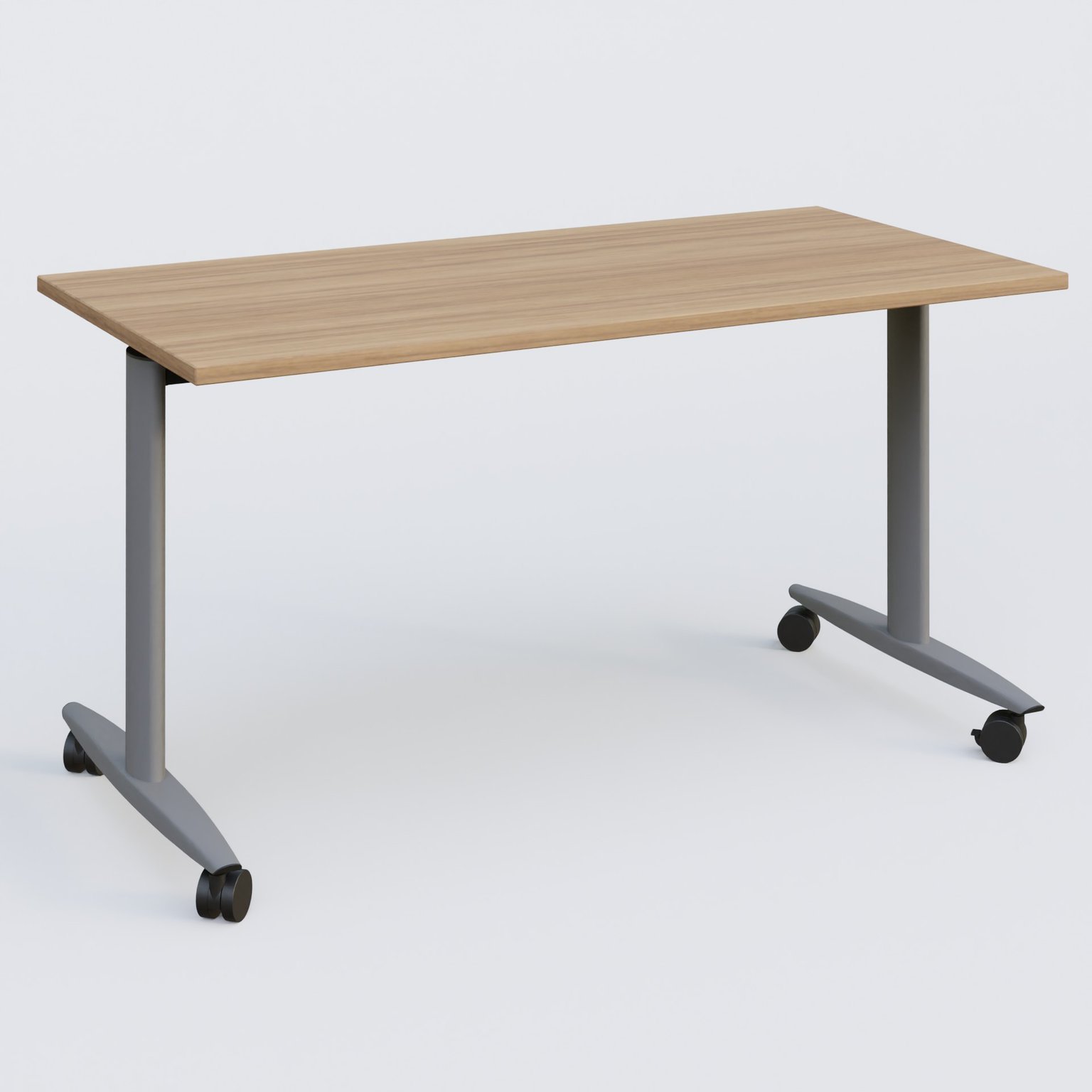 Table abattante gamme Design 140*70 cm. Plateau Noyer et pietement Aluminium.