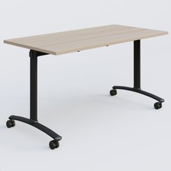 TABLES ABATTANTES - L.140xP.70 - Table abattante gamme Arca 140-70 cm. Plateau Acacia et pietement Noir.