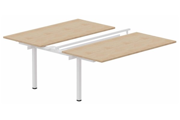 Postes Bench (poste doubles) - SERIE K3 - K3 Bench suivant 2 plateaux coulissants 140x80cm encombrement 140x165cm hêtre/blanc