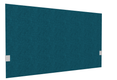 SECRET Panneau-écran acoustique H74cm pour poste solo L.120cm. 2 faces tissu STEP coloris Turquoise chiné. pinces de fixation réglables en hauteur coloris aluminium