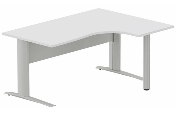 Gamme K1 - Plans compacts - K1 VDF METAL Compact 90° asymétrique 180x120x80/60cm retour à droite sur pied de soutien blanc/aluminium - sur délai