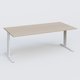 K1 Plateau droit 200x100 pieds fixe. Plateau Acacia et pietement Blanc