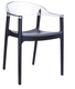 WALLIS-Fauteuil design bicolore en polycarbonate transparent -jeu de couleur et de transparence -Finition noir et transparent