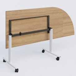 TABLES ABATTANTES - New Design - Module d'angle 90° pour table abattante gamme Design 200-80 cm à droite. Plateau Noyer et pietement Blanc.
