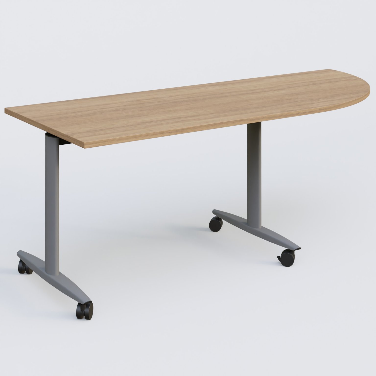 Module d'angle 90° pour table abattante gamme Design 200-80 cm à droite. Plateau Noyer et pietement Aluminium.