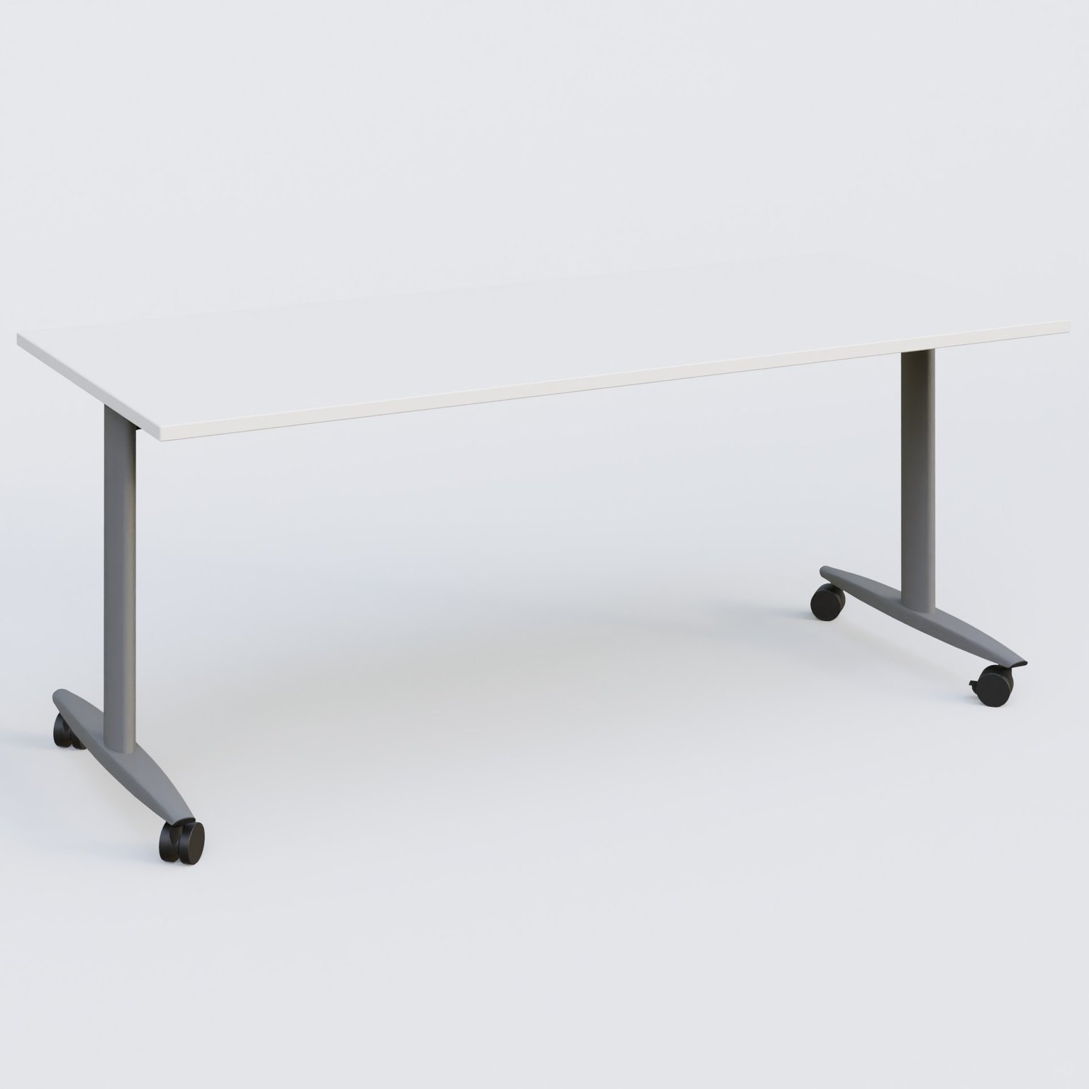 Table abattante gamme Design 180*80 cm. Plateau Blanc et pietement Aluminium.