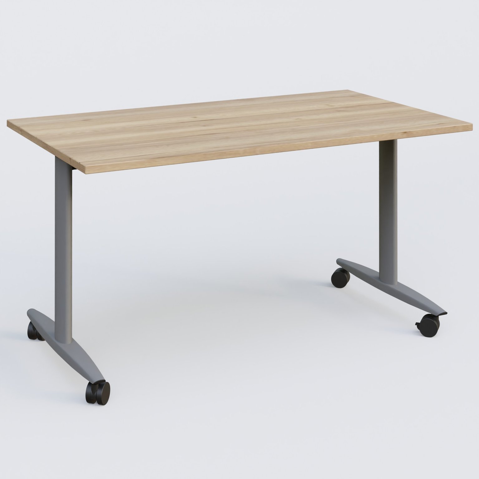 Table abattante gamme Design 140*80 cm. Plateau Chêne naturel et pietement Aluminium.