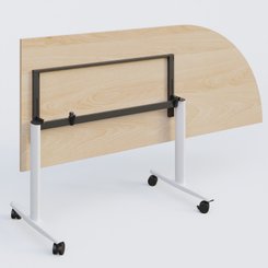 TABLES ABATTANTES - Plateaux 25 mm - Module d'angle 90° pour table abattante gamme Design 200-80 cm à droite. Plateau Hêtre et pietement Blanc.