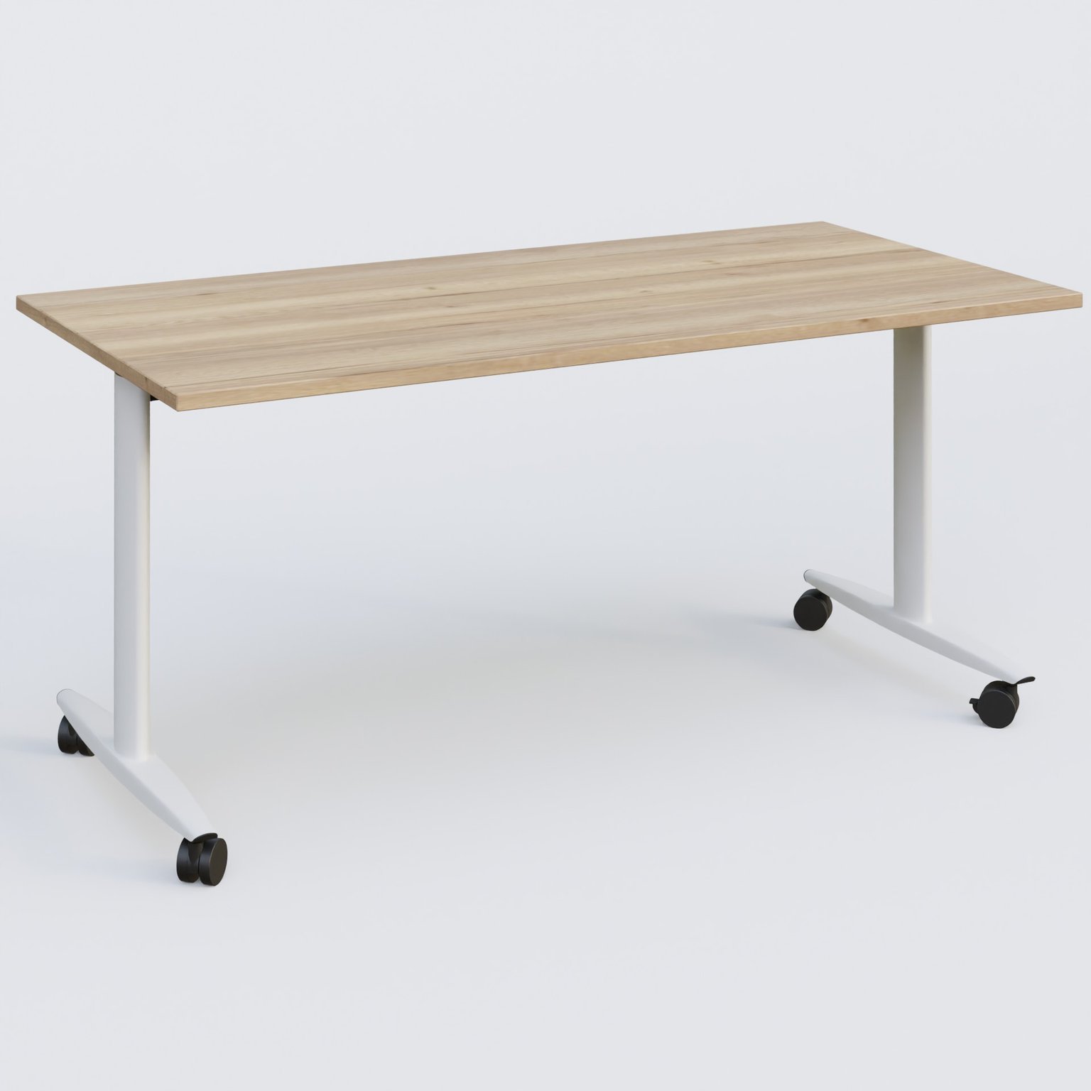 Table abattante gamme Design 160*80 cm. Plateau Chêne naturel et pietement Blanc.