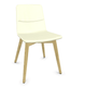 MELODY chaise 4 pieds bois. face intérieure vinyle RNN coloris ivoire face extérieure vinyle RNN coloris ivoire piétement frêne naturel
