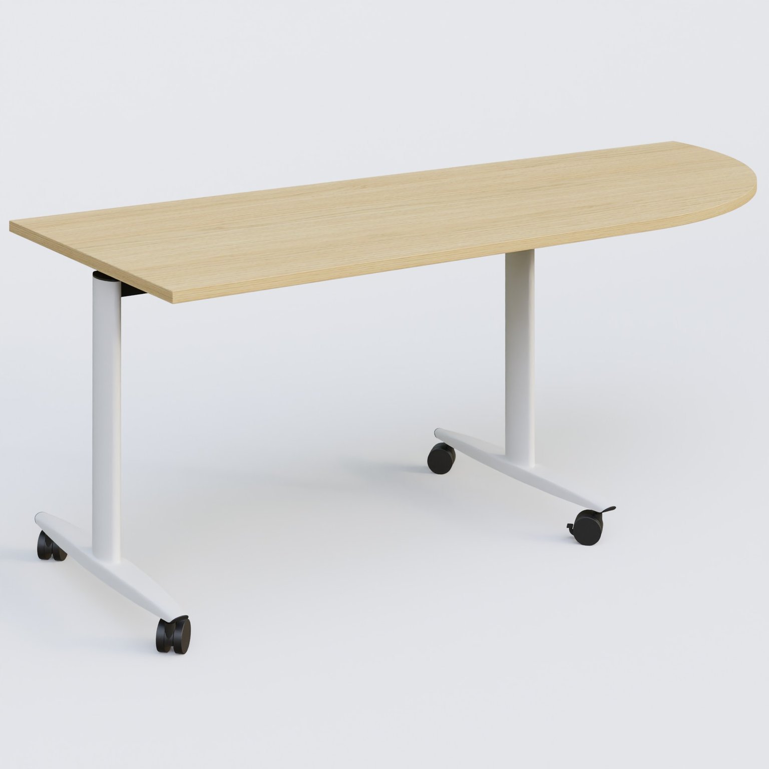 Module d'angle 90° pour table abattante gamme Design 200-80 cm à droite. Plateau Chêne clair et pietement Blanc.