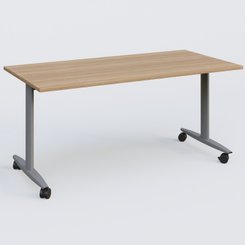 TABLES ABATTANTES - L.160xP.80cm  - Table abattante gamme Design 160*80 cm. Plateau Noyer et pietement Aluminium.
