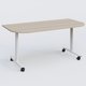 Module d'extrémité pour table abattante gamme Design 165*80 cm. Plateau Acacia et pietement Blanc.