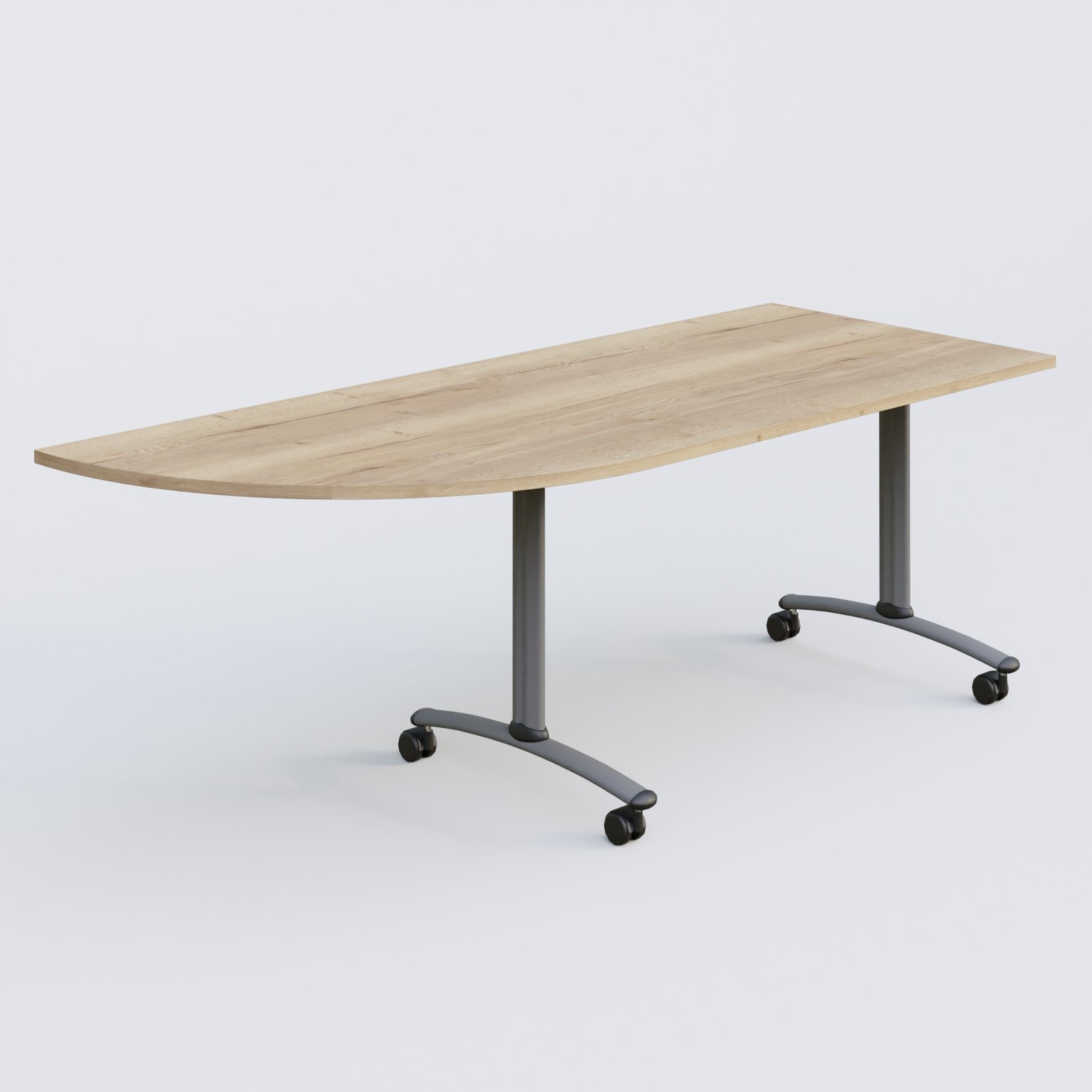 Module d'angle 90° Gauche gamme Arca 200-80 cm. Plateau Chêne naturel et pietement Aluminium.