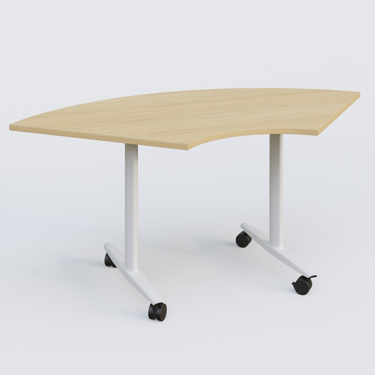 Module 1/4 de couronne pour table abattante gamme Design 120*120 cm. Plateau Chêne clair et pietement Blanc.