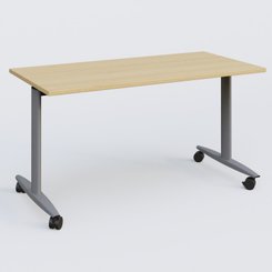 TABLES ABATTANTES - L.140xP.70 - Table abattante gamme Design 140*70 cm. Plateau Chêne clair et pietement Aluminium.