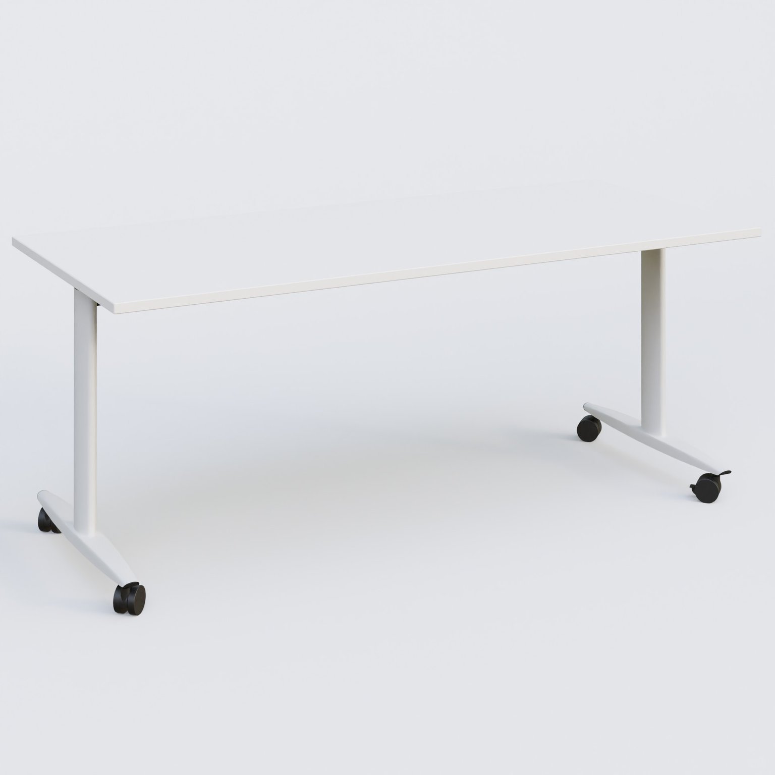 Table abattante gamme Design 180*80 cm. Plateau Blanc et pietement Blanc.
