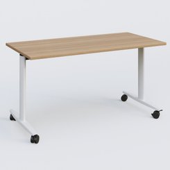 TABLES ABATTANTES - L.140xP.70 - Table abattante gamme Design 140*70 cm. Plateau Noyer et pietement Blanc.