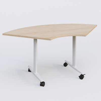 TABLES ABATTANTES - Plateaux 25 mm - Module 1/4 de couronne pour table abattante gamme Design 120*120 cm. Plateau Hêtre et pietement Blanc.