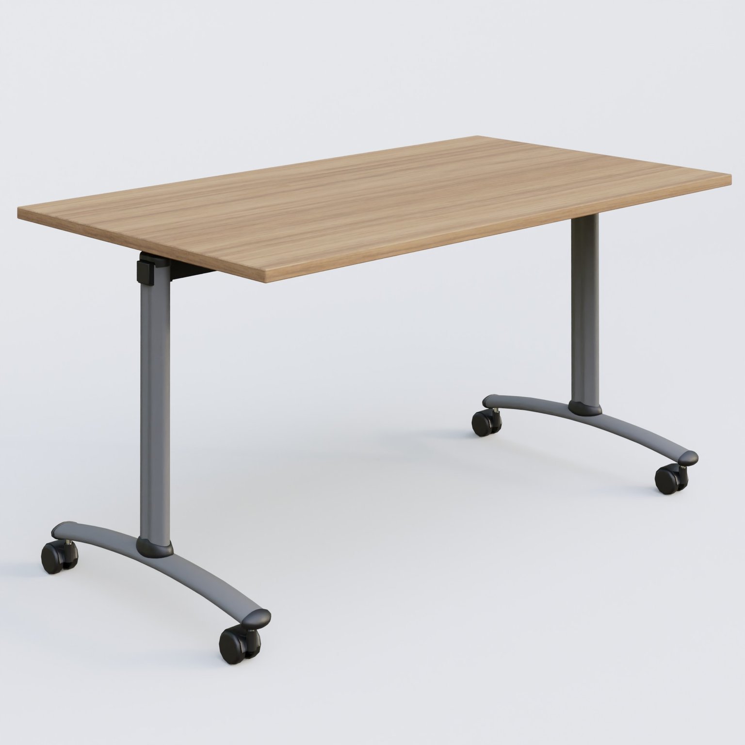 Table abattante gamme Arca 140-80 cm. Plateau Noyer et pietement Aluminium.