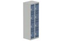 Vestiaire multicases 2 colonnes L,30cm 4 cases (fermeture cadenas) H,180xL,60xP,50cm coffre gris clair/portes bleu