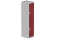 Vestiaire multicases 1 colonne L,40cm 2 cases (fermeture cadenas) H,180xL,40xP,50cm coffre gris clair/portes rouge