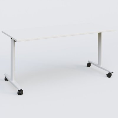 TABLES ABATTANTES - New Design - Table abattante gamme Design 160*70 cm. Plateau Blanc et pietement Blanc.