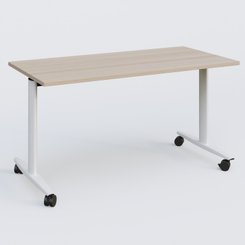 TABLES ABATTANTES - L.140xP.70 - Table abattante gamme Design 140*70 cm. Plateau Acacia et pietement Blanc.