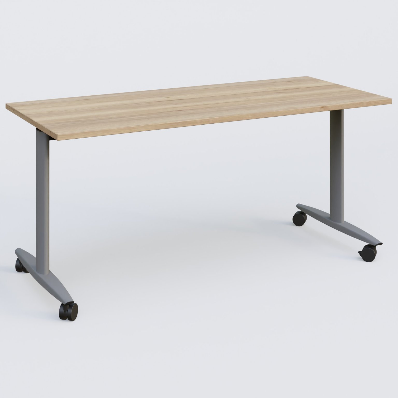 Table abattante gamme Design 160*70 cm. Plateau Chêne naturel et pietement Aluminium.