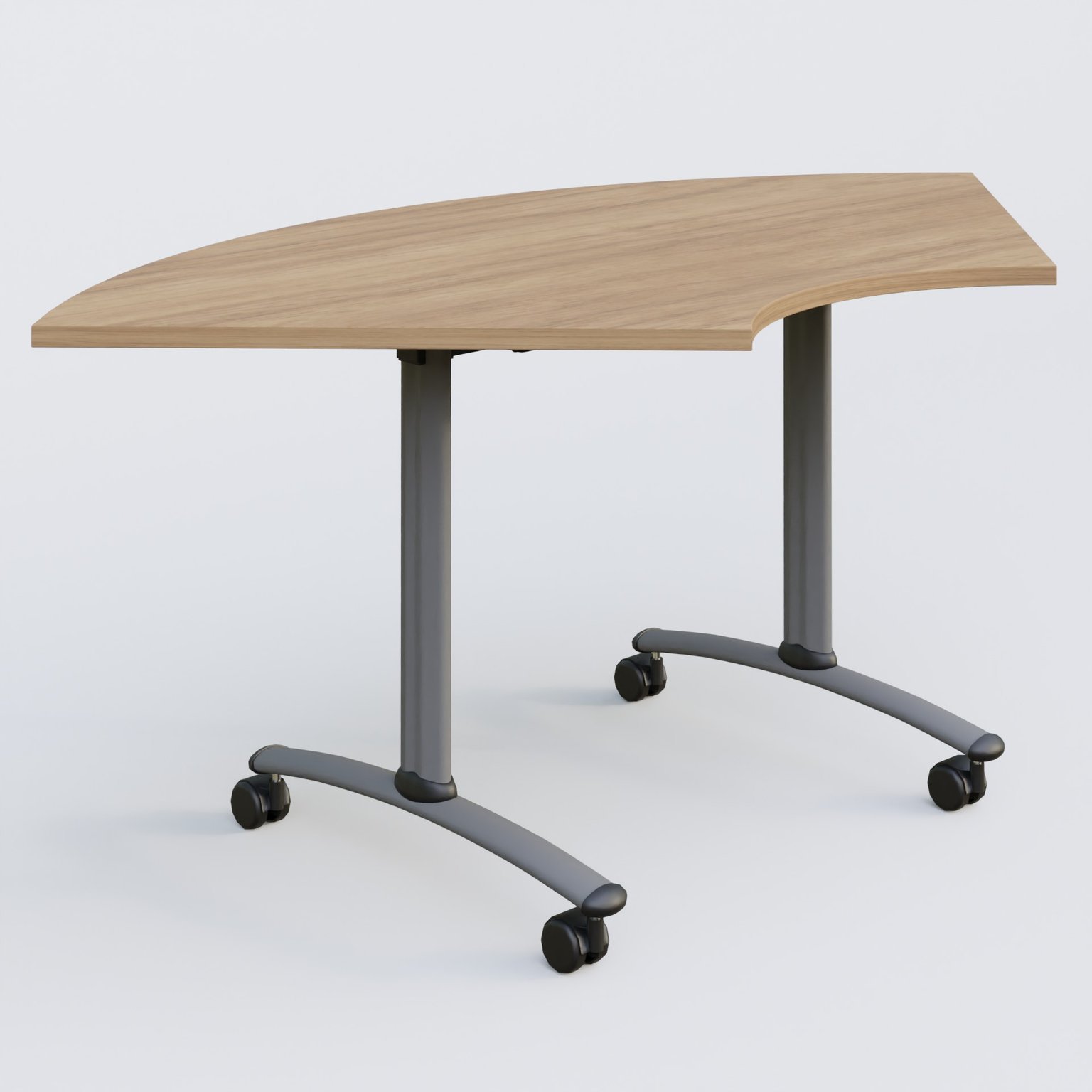 Module 1/4 de couronne pour table abattante gamme Arca 120-120 cm. Plateau Noyer et pietement Aluminium.