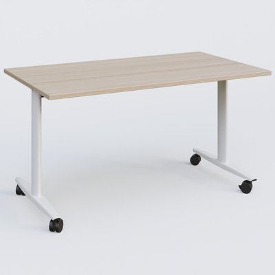 TABLES ABATTANTES - L.140xP.80 cm - Table abattante gamme Design 140*80 cm. Plateau Acacia et pietement Blanc.