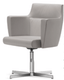AMIRAL fauteuil fixe moyen dossier, revêtement vinyle SECRET coloris mastic, piétement 4 branches sur patins aluminium poli