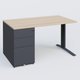 K1 Plateau droit 140x80 avec caisson métal porteur sous plateau à gauche. Plateau Hêtre et pietement Anthracite