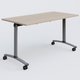 Table abattante gamme Arca 140-70 cm. Plateau Acacia et pietement Aluminium.