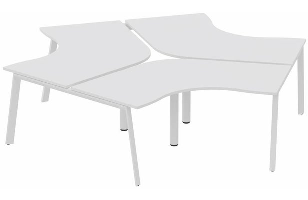 Gamme K8 - Plans compacts - Ensemble de 3 compacts 120° symétrique 120 x 120 / 80 cm, structure pied d'angle, plateau blanc, structure blanc