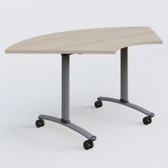 TABLES ABATTANTES - Plateaux 25 mm - Module 1/4 de couronne pour table abattante gamme Arca 120-120 cm. Plateau Acacia et pietement Aluminium.